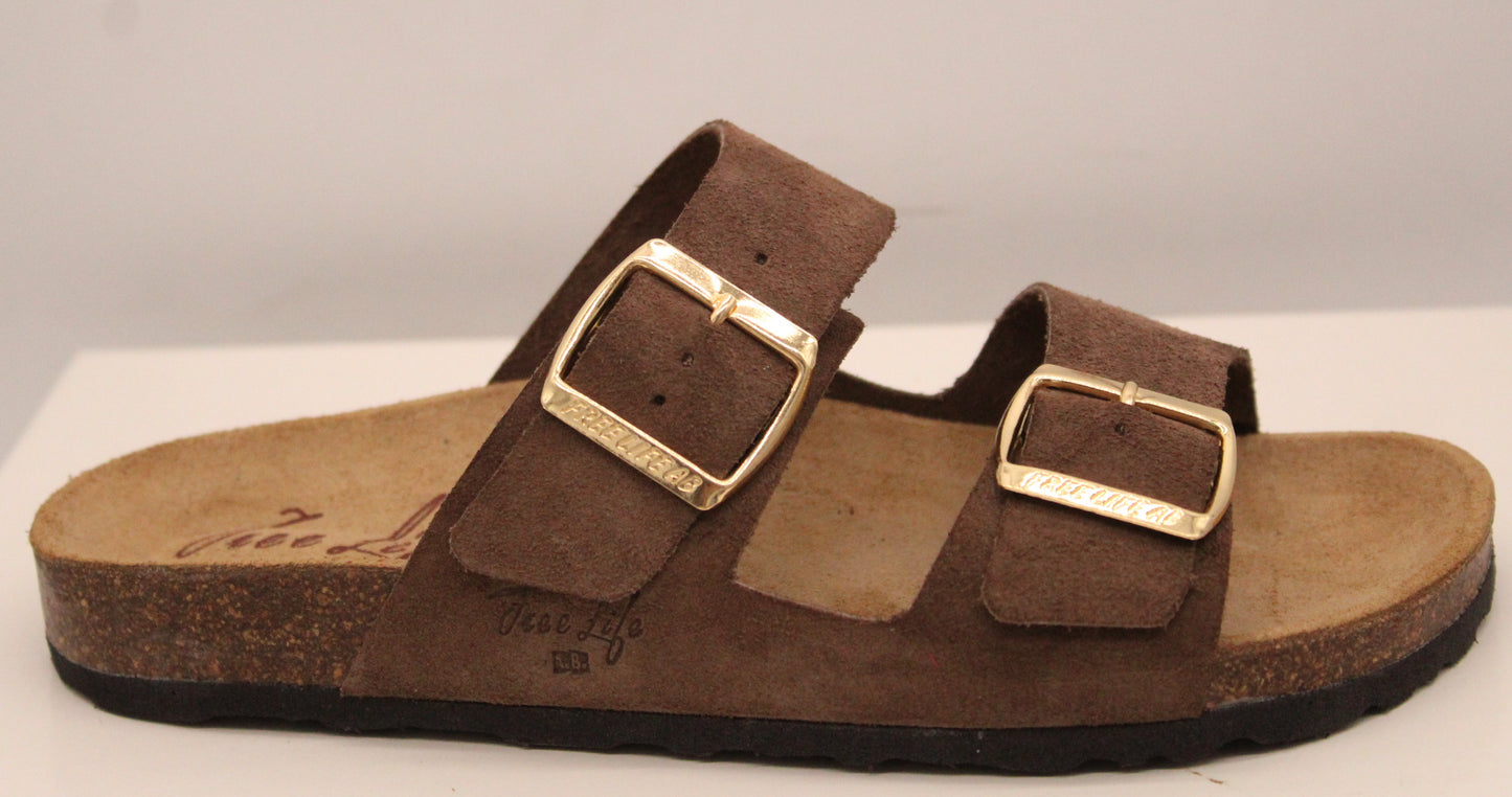 FREE LIFE A.B.: CIABATTA DOPPIA FASCIA IN CAMOSCIO ART. 1758FL GRINGO KHAKI