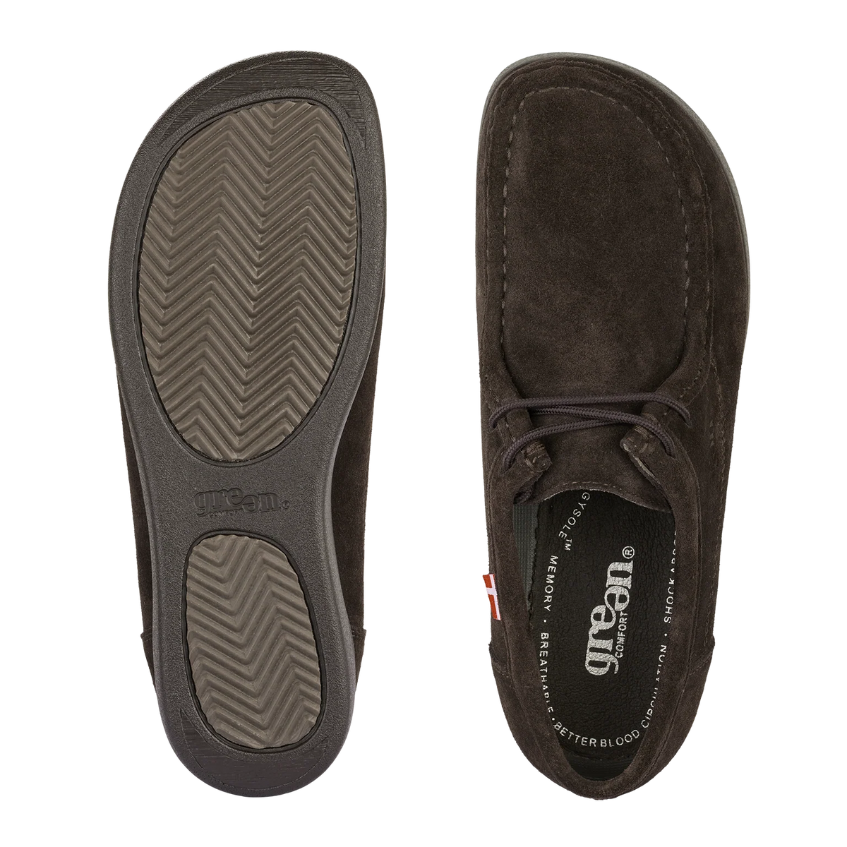 Green Comfort Happy Walking – Scarpa Donna Comfort, Pianta Larga, Plantare EnergySole Estraibile, Pelle Scamosciata Marrone