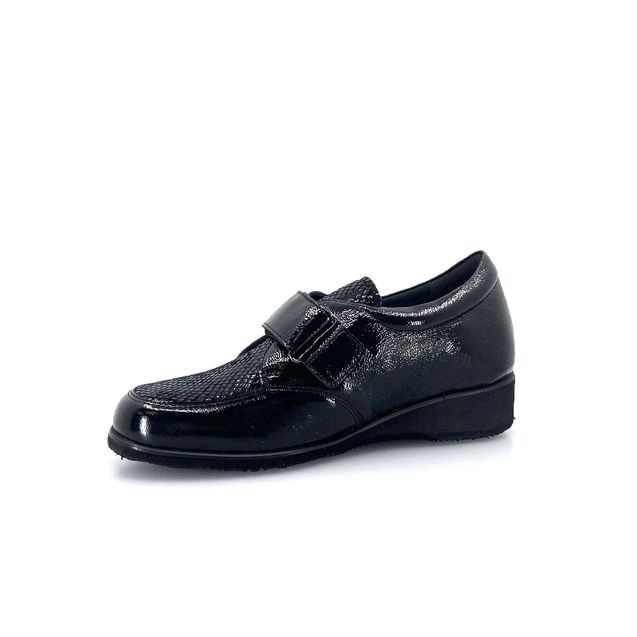 Ecosanit Graziosa Naplak Nera – Scarpa Donna Ortopedica Velcro, Tomaia Elasticizzata, Plantare Estraibile, Dispositivo Medico Detraibile