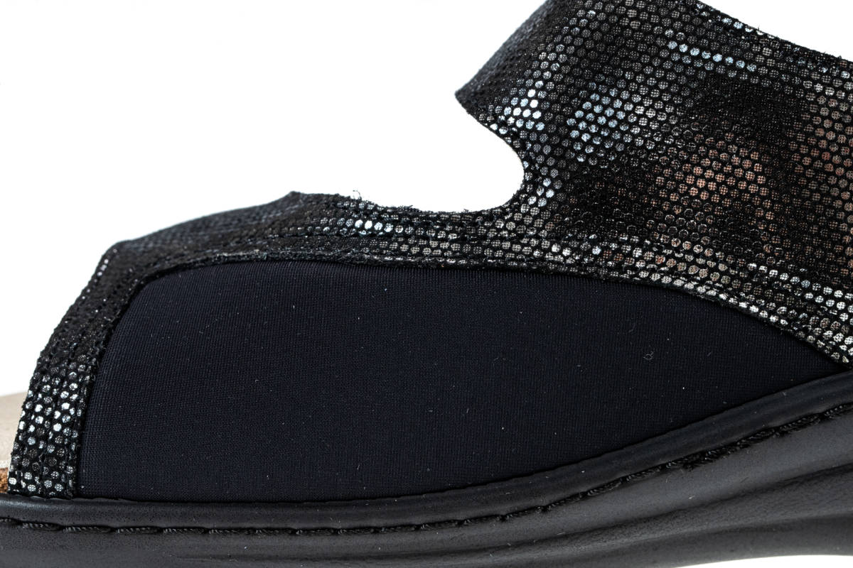 EXTROSTYLE : TECNICA ANGELA NERO SANDALO ORTOPEDICO DA DONNA IN VERA PELLE