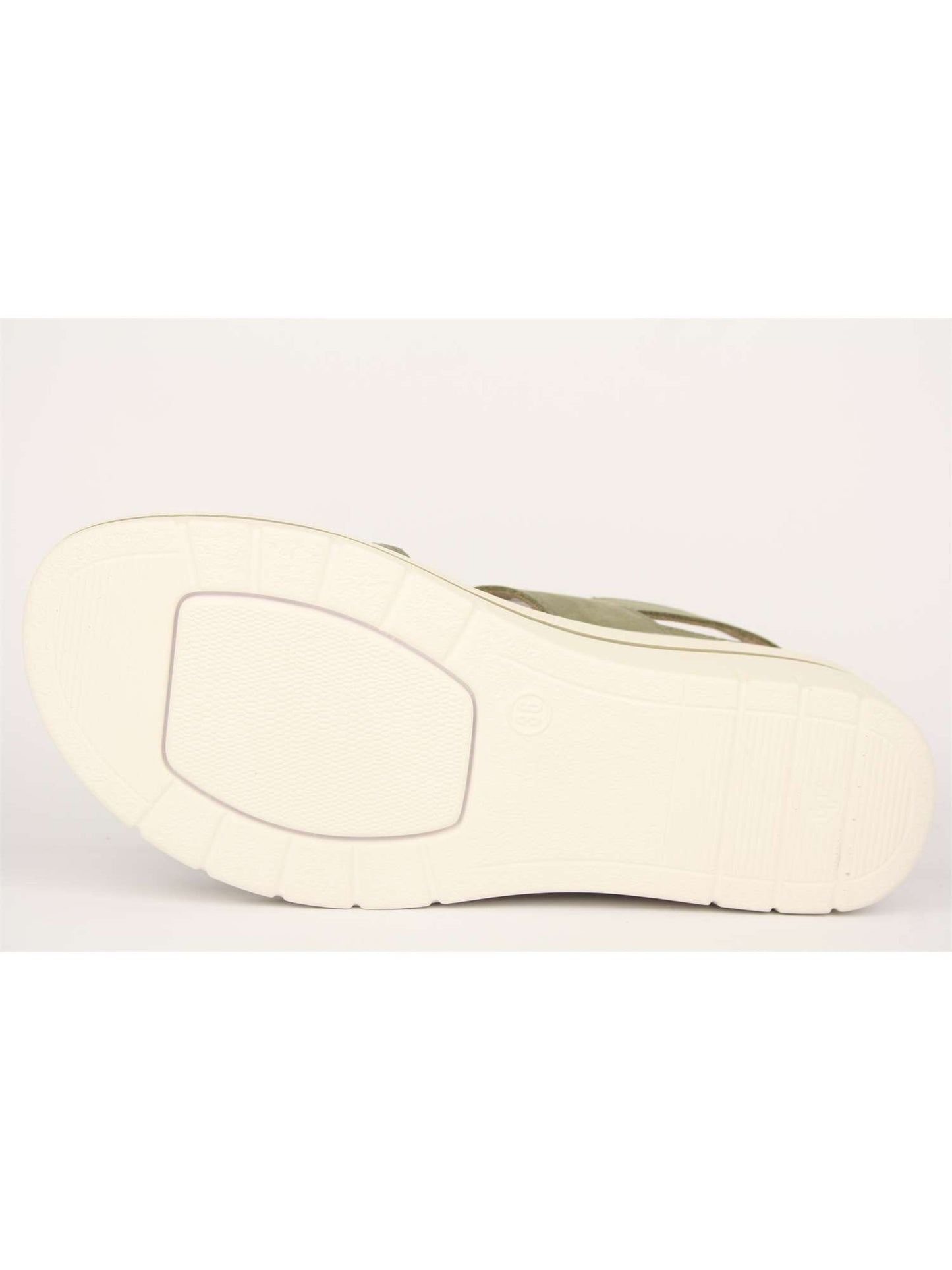 TOMASI: SANDALO IN PELLE DA DONNA CON PLANTARE ESTRAIBILE MODELLO TIANA NABUK COLORE VERDE