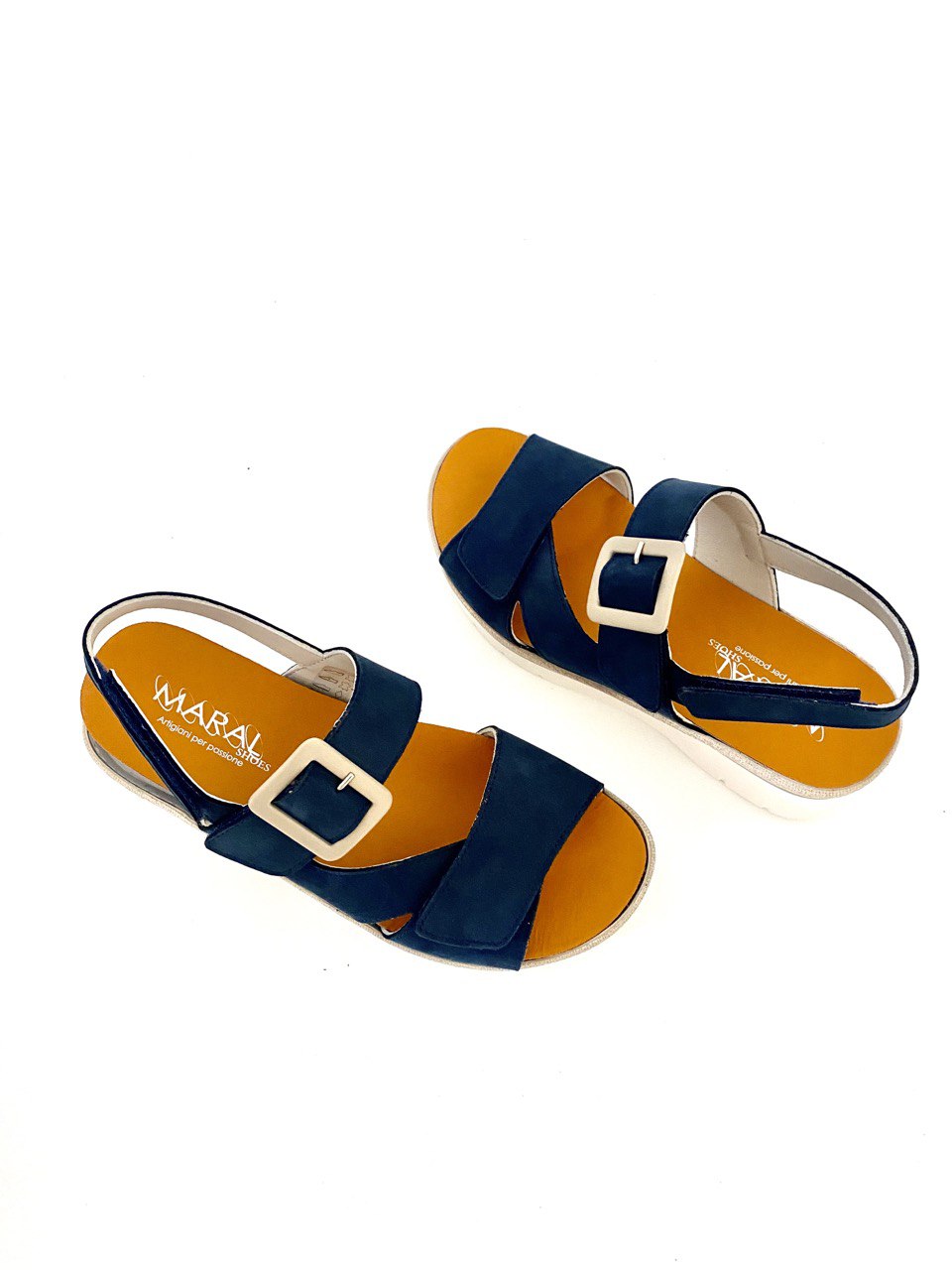 MARAL: SANDALO DONNA VERA PELLE IN NABUK COLORE BLU