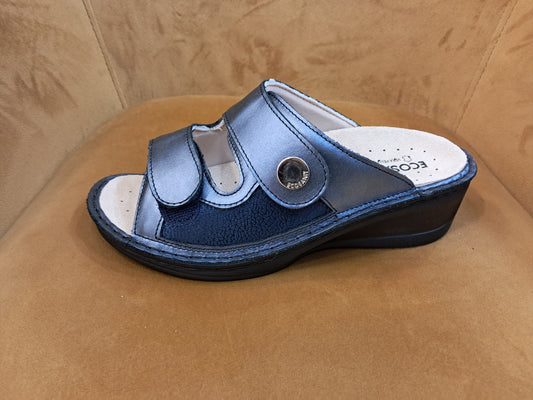ECOSANIT: CIABATTA DONNA ORTOPEDICA IN PELLE OLIVIA QUEEN COLORE BLU