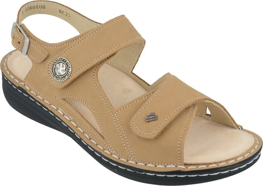 FINN COMFORT: BARBUDA SANDALI DONNA IN NUBUK COLORE BRANDY
