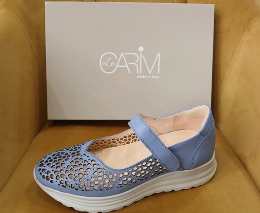 CARIM: SCARPA DA DONNA IN VERA PELLE  LNF5062UP VITELLO NOTI D'ORIENTE COLORE CELESTE