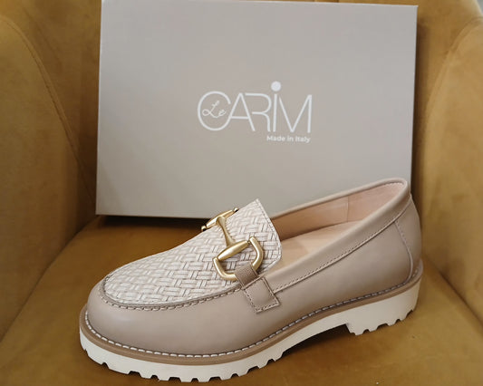 CARIM: MOCASSINO DONNA IN VERA PELLE ART. LNF4151MB VITELLO TORTORA + TWIST