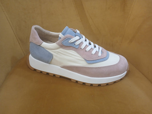 ECOSANIT: SCARPA DA GINNASTICA DONNA LENNY VELOUR COLORE BIANCA E ROSA