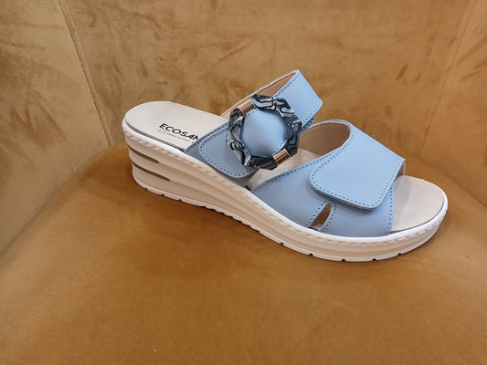 ECOSANIT: CIABATTA DONNA IN PELLE TWISTER DELICE COLORE CIELO