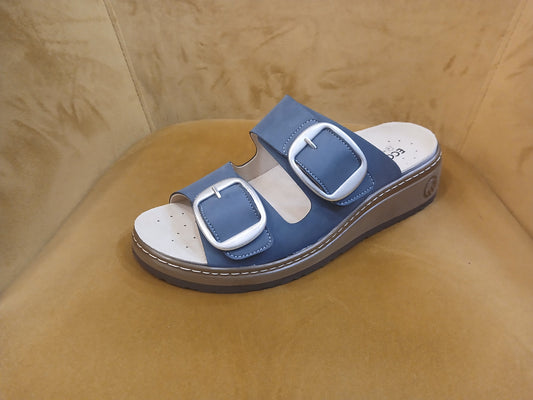ECOSANIT: CIABATTA DONNA COMFORT IN PELLE MILUNA COLORE BLU