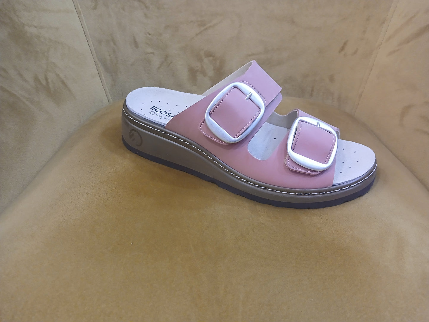 ECOSANIT: CIABATTA DONNA COMFORT IN PELLE MILUNA COLORE PESCA