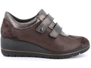 Enval Soft 2274433 – Sneaker donna marrone in camoscio e tessuto con doppio strappo e plantare estraibile