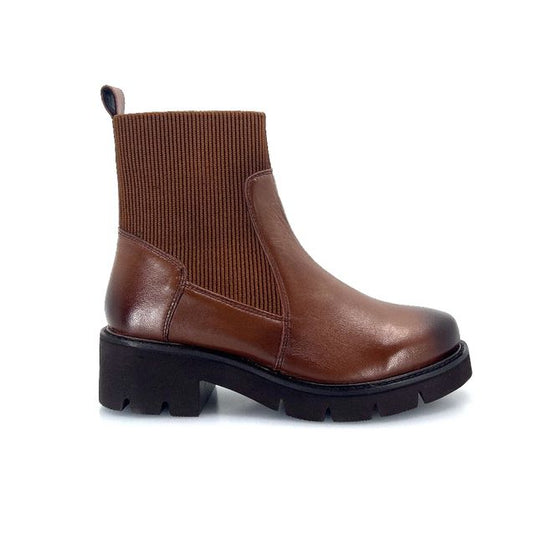 Tomasi Lizzy Cuoio – Stivaletto Donna in Pelle Morbida, Pianta Larga, Calzata Comfort, Plantare Estraibile, Dispositivo Medico Detraibile