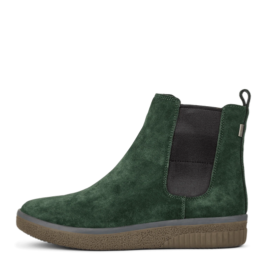 Green Comfort: ACTIVE CHELSEA BOOT VERDE CAMOSCIO IN PELLE