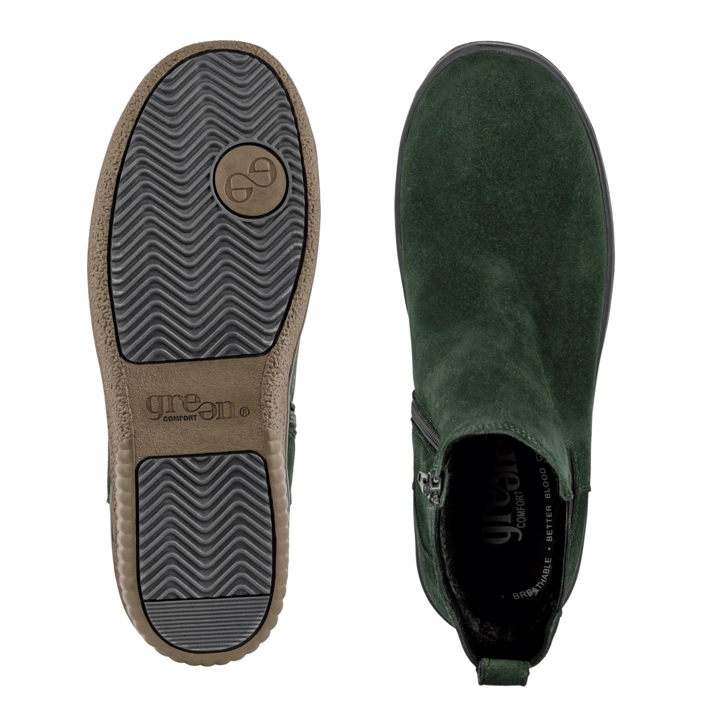 Green Comfort: ACTIVE CHELSEA BOOT VERDE CAMOSCIO IN PELLE