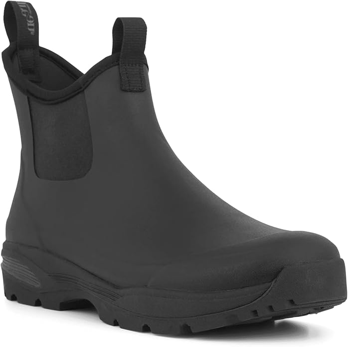 Green Comfort Rain Boot Plain nero – Stivaletto da Pioggia Uomo in Gomma Naturale, 100% Impermeabile, Pianta Larga H