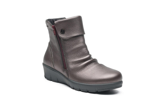 G Comfort 798-5Z Grigio Metallizzato – Stivaletto Donna in Nappa Impermeabile | Zip | Calzata Larga H | Plantare Estraibile