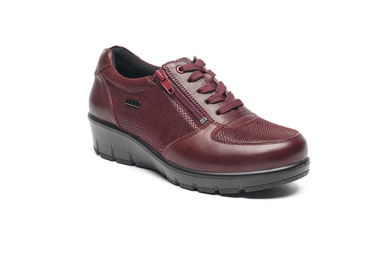 G Comfort 799-2 Bordeaux – Scarpa Donna Vera Pelle Impermeabile | Calzata Extra Wide H | Plantare Estraibile