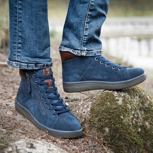 Green Comfort: ACTIVE CHELSEA BOOT BLU CAMOSCIO PELLE