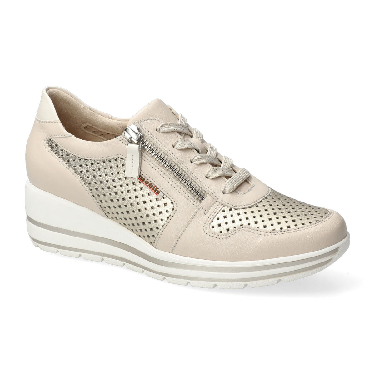 Mobils by Mephisto Abby Perf – Scarpa Donna in Pelle Traforata colore Beige, SOFT-AIR, Calzata Larga
