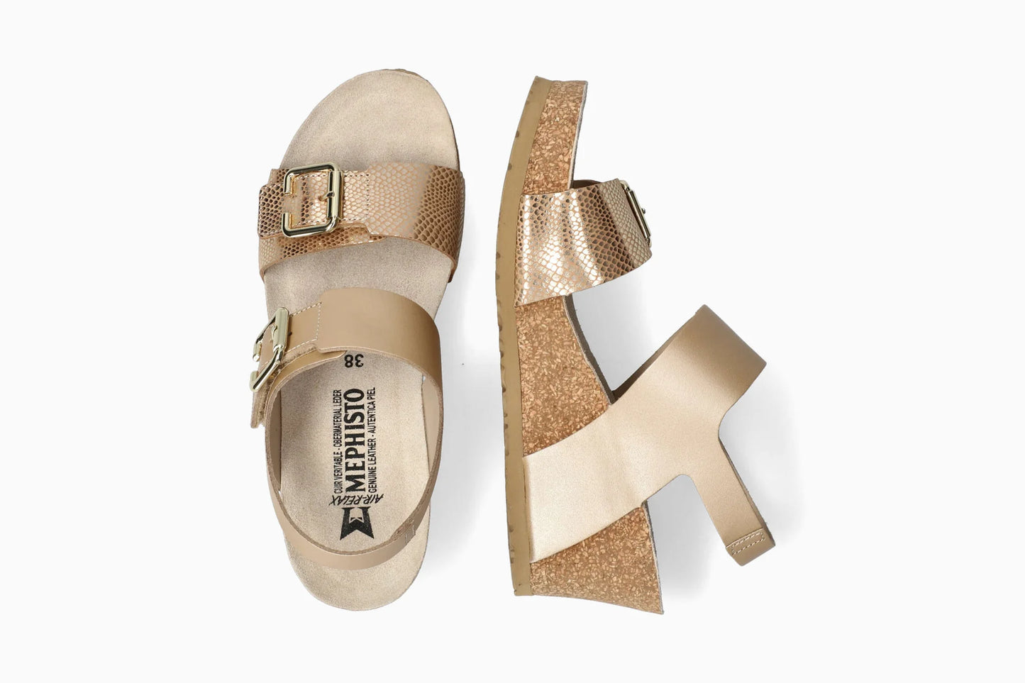 MEPHISTO: SANDALO DONNA IN VERA PELLE CON STRATCH LISSANDRA PLATINUM COLORE PERLA