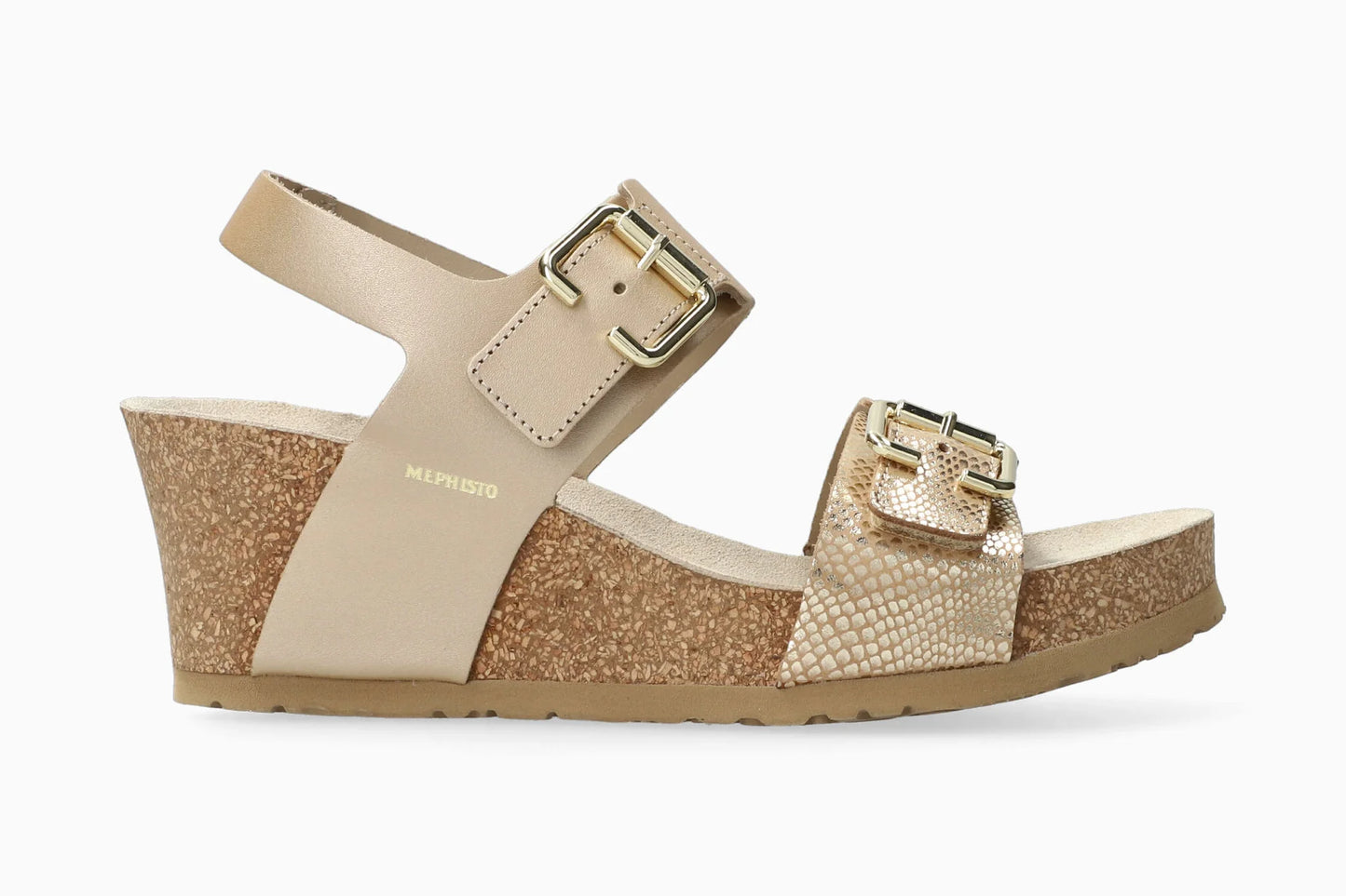 MEPHISTO: SANDALO DONNA IN VERA PELLE CON STRATCH LISSANDRA PLATINUM COLORE PERLA