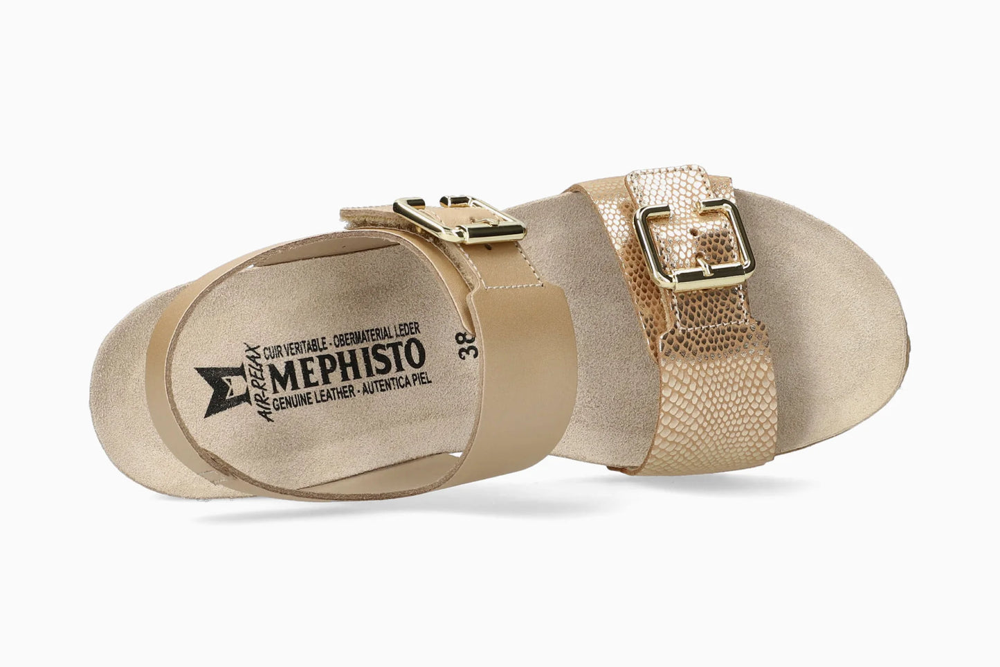 MEPHISTO: SANDALO DONNA IN VERA PELLE CON STRATCH LISSANDRA PLATINUM COLORE PERLA