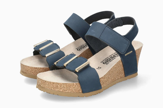 MEPHISTO: SANDALO DONNA IN VERA PELLE CON STRATCH LEONORE COLORE BLU NAVY