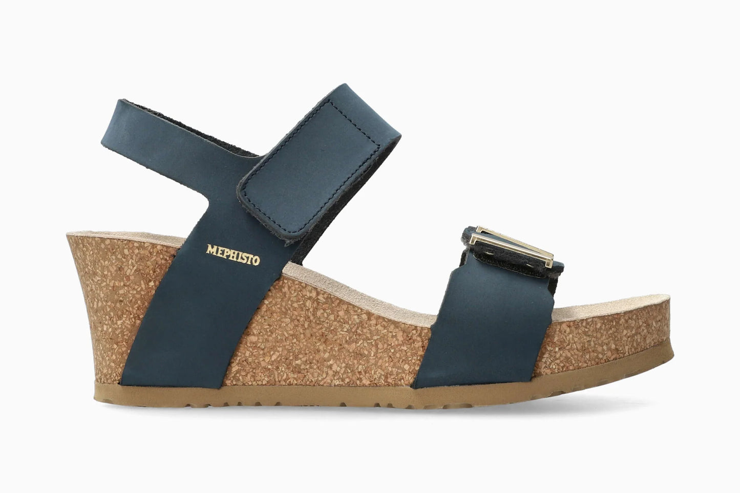 MEPHISTO: SANDALO DONNA IN VERA PELLE CON STRATCH LEONORE COLORE BLU NAVY
