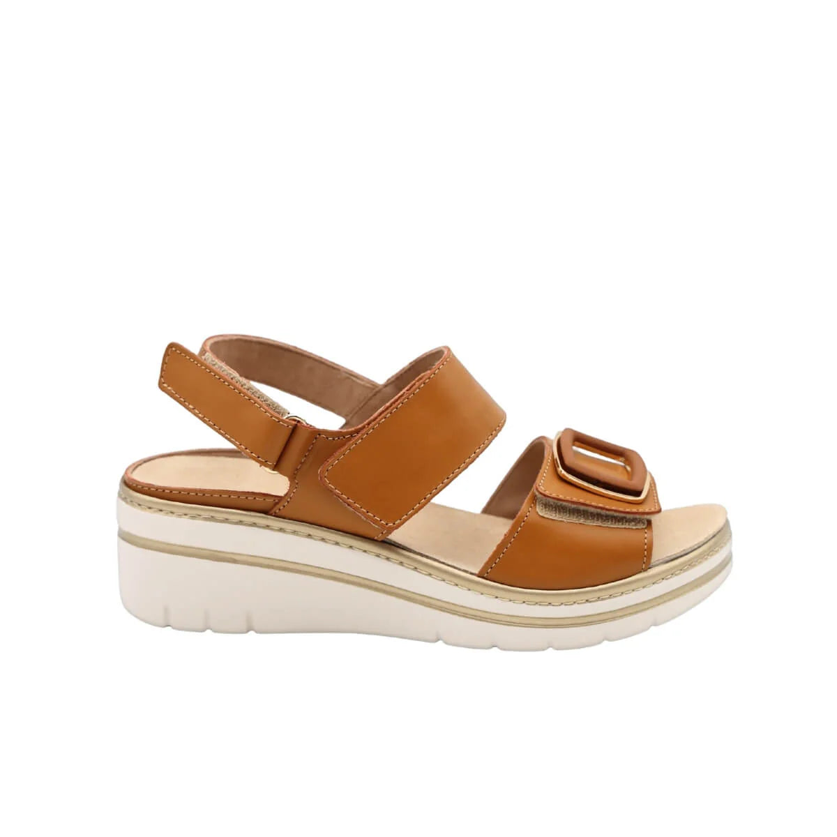 TOMASI: SANDALO IN PELLE DA DONNA CON PLANTARE ESTRAIBILE MODELLO TECLA SILK CUOIO