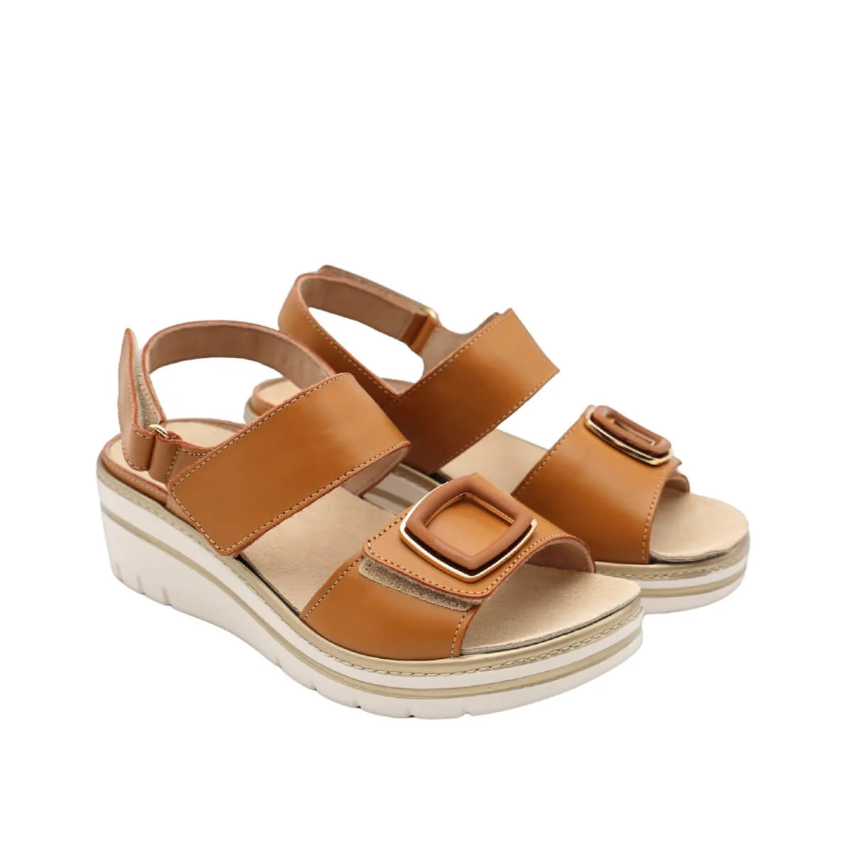 TOMASI: SANDALO IN PELLE DA DONNA CON PLANTARE ESTRAIBILE MODELLO TECLA SILK CUOIO