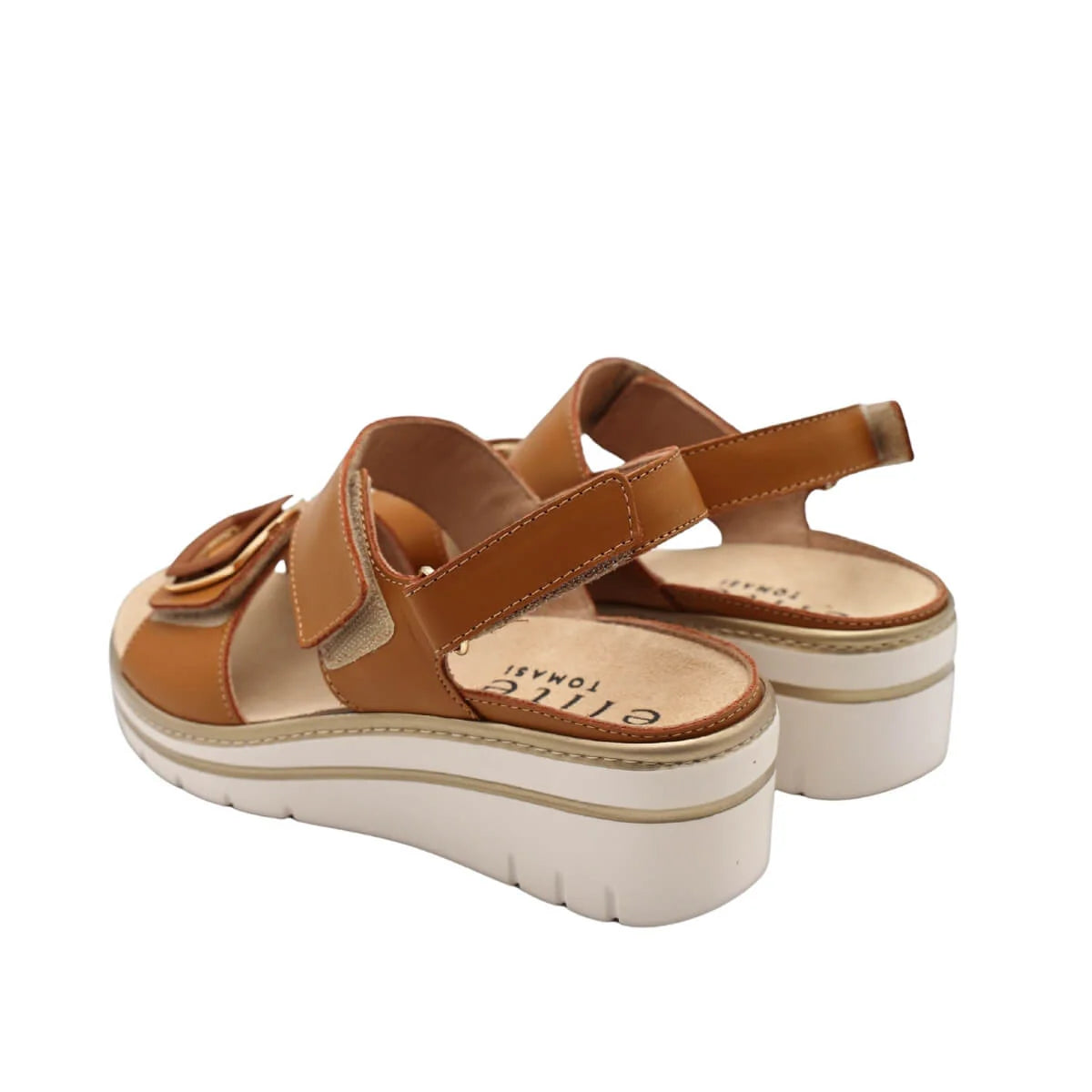 TOMASI: SANDALO IN PELLE DA DONNA CON PLANTARE ESTRAIBILE MODELLO TECLA SILK CUOIO
