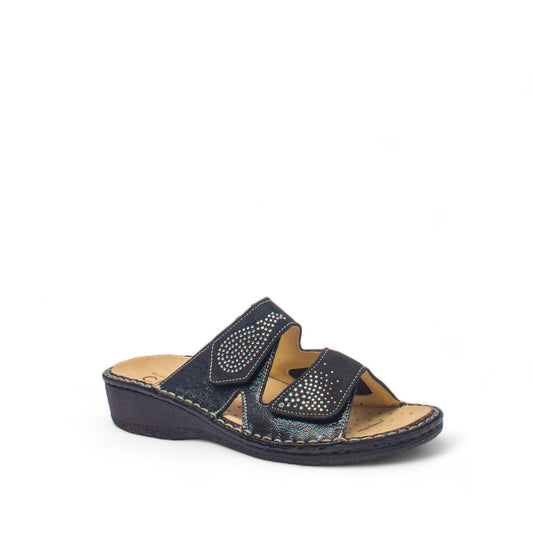 CINZIA SOFT: CIABATTA VERA PELLE ELASTICIZZATA COLORE NERO ART. IM24259NNS 002