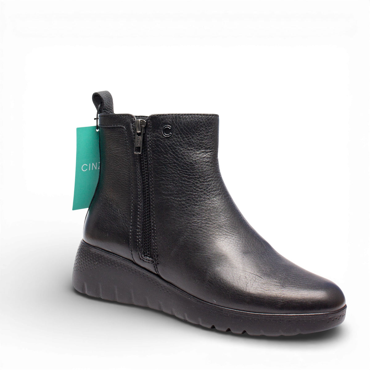 Cinzia Soft – Tronchetto donna nero in pelle con doppia cerniera e plantare estraibile | Modello IV0925929