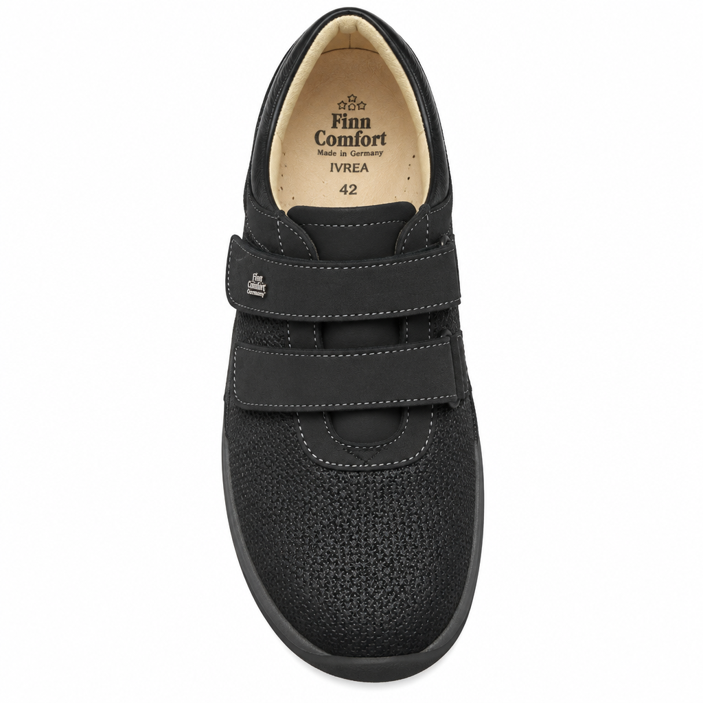 Finn Comfort IVREA scarpa ortopedica nera vista dall'alto