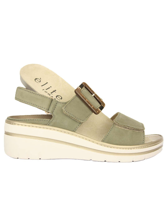 TOMASI: SANDALO IN PELLE DA DONNA CON PLANTARE ESTRAIBILE MODELLO TIANA NABUK COLORE VERDE