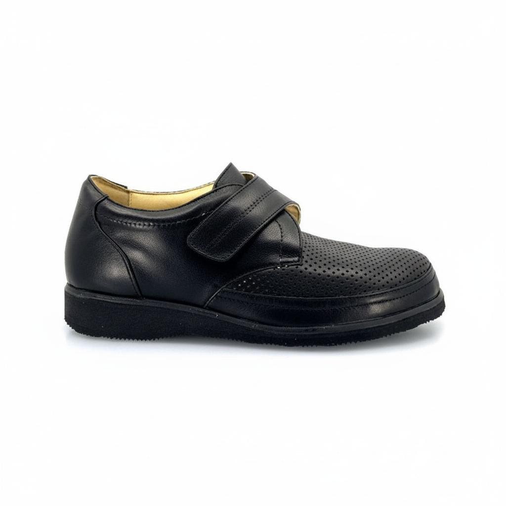 Ecosanit Mariano Velcro in pelle nappa forata, vista laterale