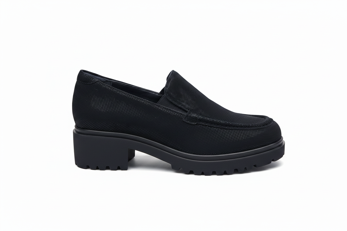 Tomasi Ally Iron Nero – mocassino donna shimmer