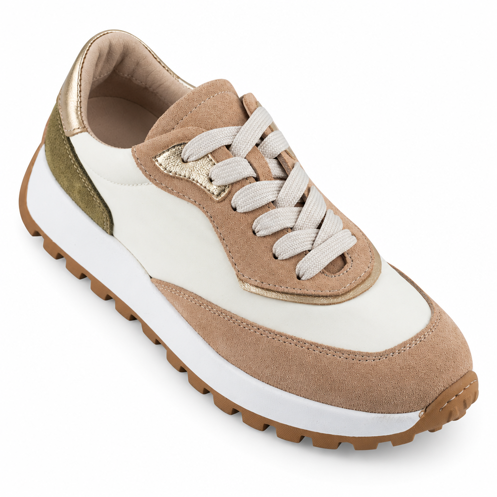Kway Lenny beige in velour, vista dall’alto
