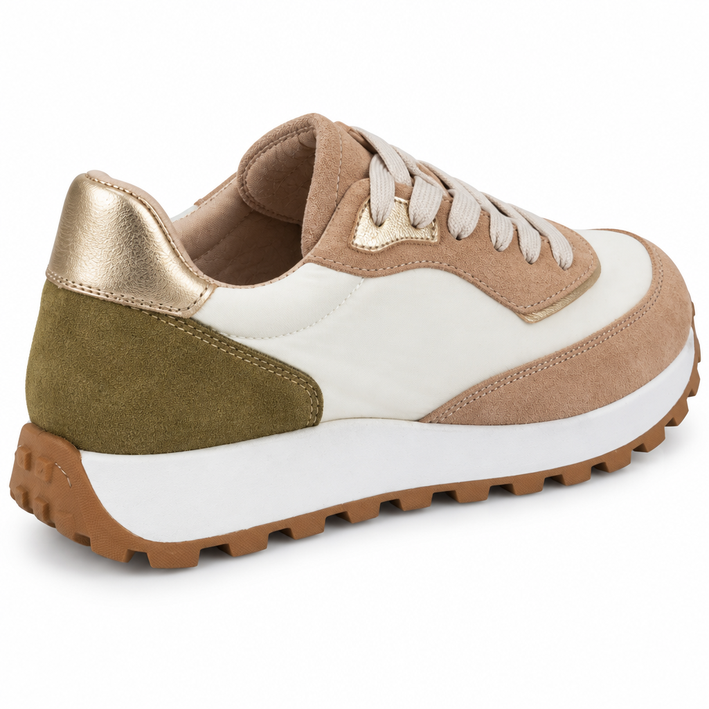 Kway Lenny beige in velour, vista posteriore tre quarti