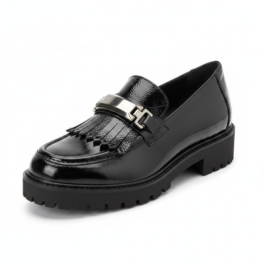 Carim LNF4185MN – Mocassino Donna in Pelle Lucida Nera, Plantare Estraibile, Comfort