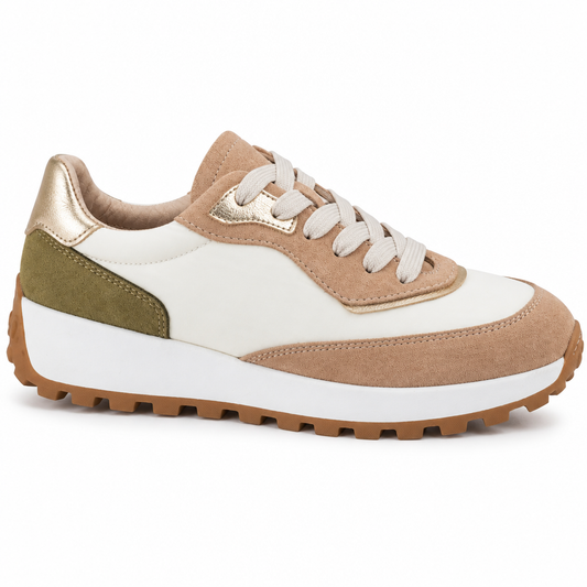 Kway Lenny beige in velour, vista laterale