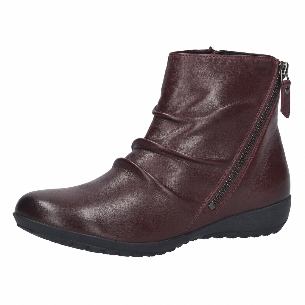 Stivaletto bordeaux Josef Seibel Naly 61 dal lato opposto con cerniera laterale