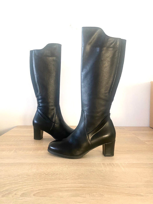 Maral – Stivale Alto in Vera Pelle T006 Nero – Plantare Estraibile