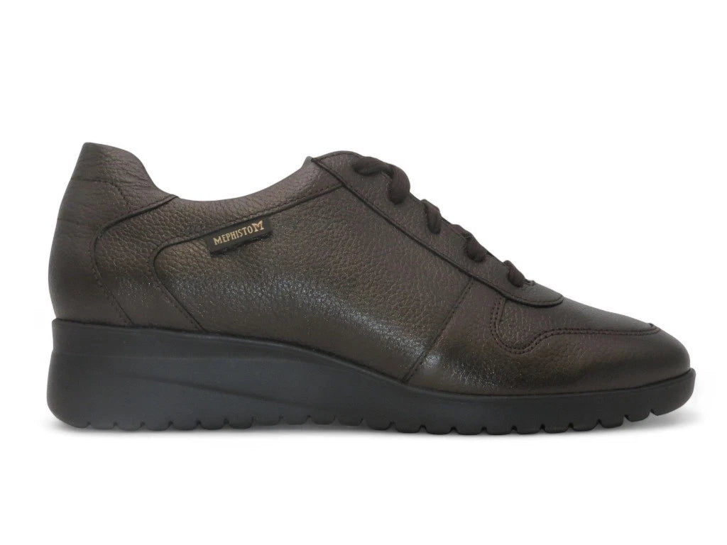 Mephisto Isa – Sneaker Stringata Donna in Pelle Colore Bronzo | SOFT-AIR, Plantare Estraibile