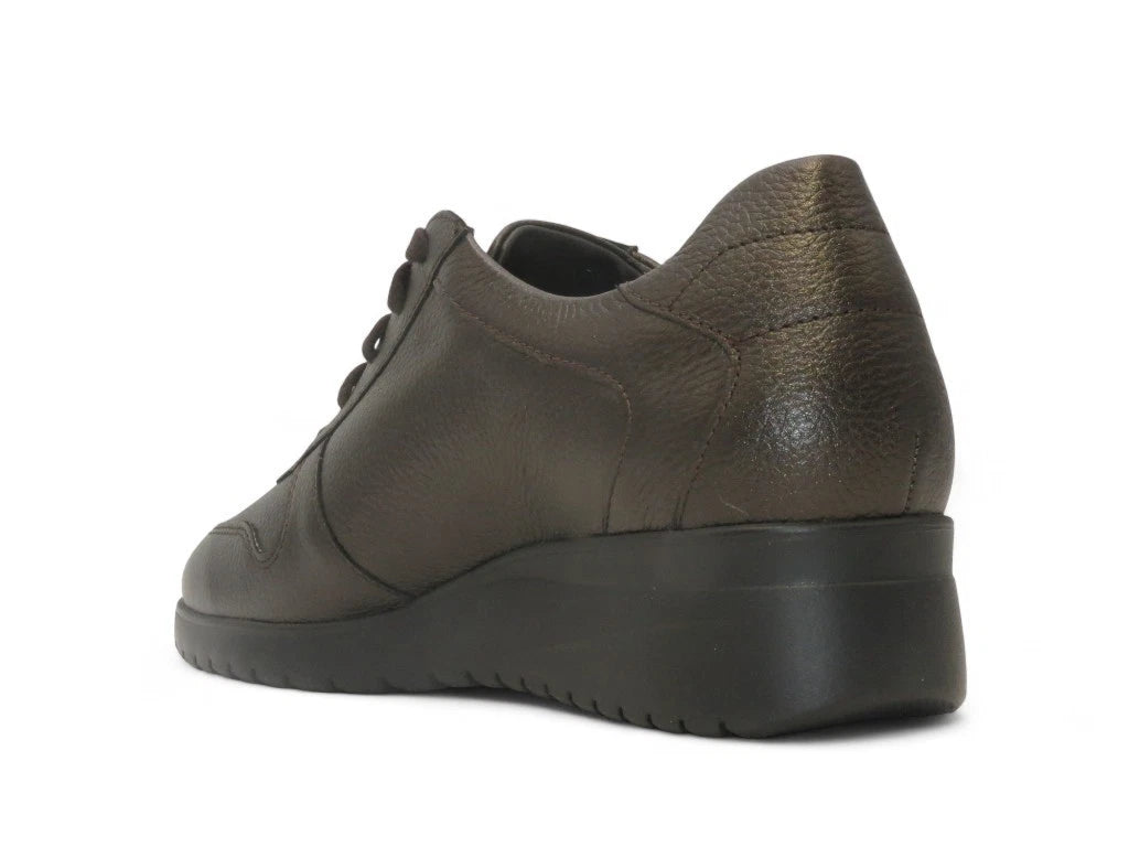 Mephisto Isa – Sneaker Stringata Donna in Pelle Colore Bronzo | SOFT-AIR, Plantare Estraibile